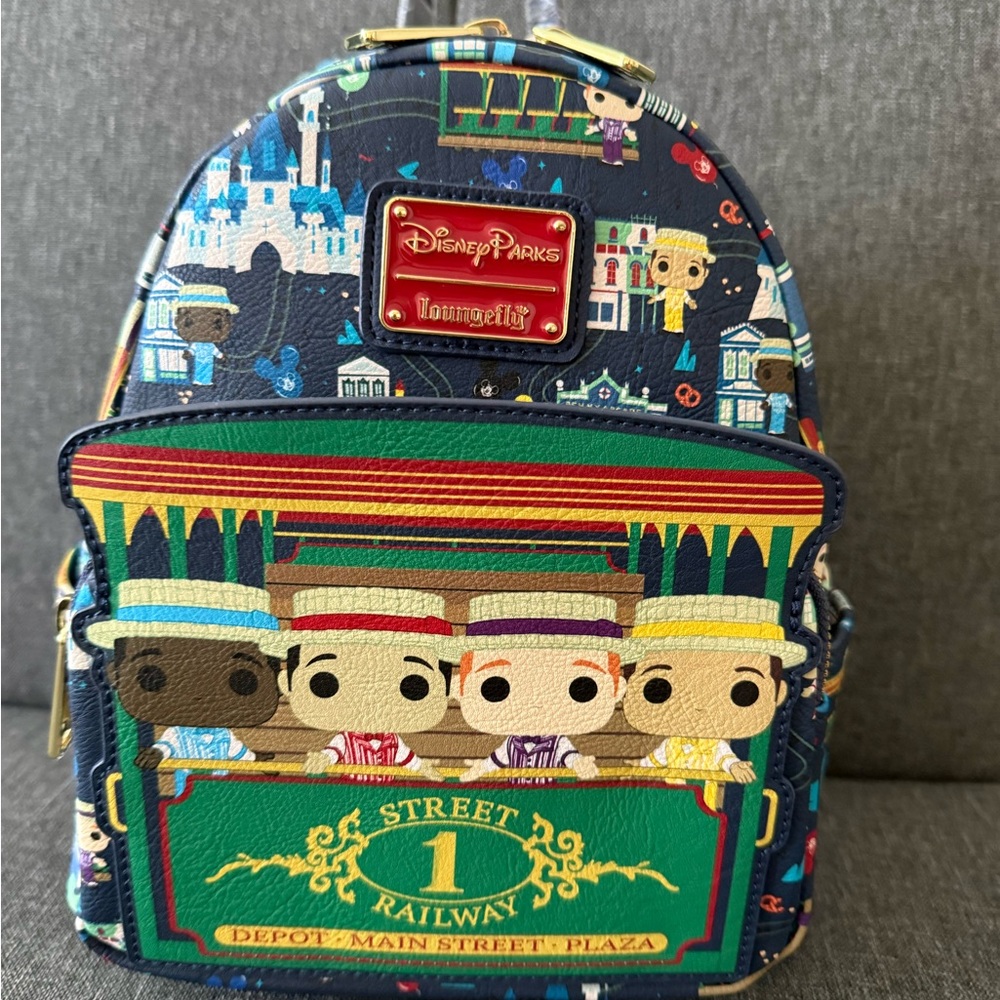 Loungefly Navy Multicolor Main Street Railway Kids Mini Backpack
